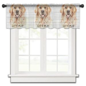 Rideau Golden Retriever chien planche de bois passe-tringle court demi-rideau pour cuisine porte drapé café petite fenêtre voilages