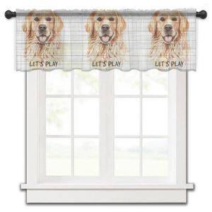 Gordijn Golden Retriever Hond Houten Plank Staaf Pocket Korte Half-Gordijn Voor Keuken Deur Drape Cafe Kleine Venster pure Gordijnen