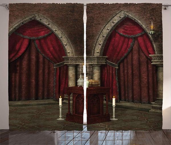 Rideau Gothique Maison Rideaux Chambre Sombre Mystérieuse Dans Le Château Piliers Anciens Bougies Atmosphère Spirituelle Salon Chambre Décor