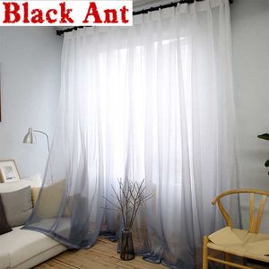 Cortina Degradado Color Impresión Voile Nordic Gris Ventana Moderna Sala De Estar Cortina Tul Telas Sheer Rideaux Cortinas WP185F3 210712