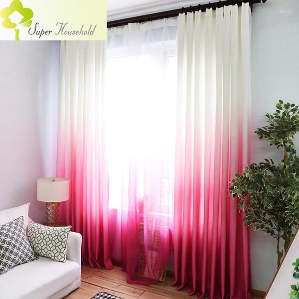 Cortina Gradiente Rose Red Cortinas gruesas para la sala de estar Tul de la ventana del dormitorio de tul 75% Fabics Drapes SW-579