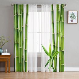 Rideau vert bambou zen plante en tulle blanc rideaux transparents pour le salon décoration de fenêtre chambre voile drapes organza