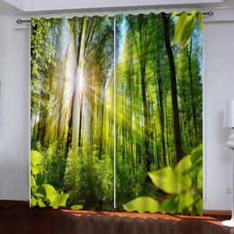 Rideau vert forêt rideaux luxe occultant fenêtre 3D pour salon chambre taille personnalisée rideaux décor