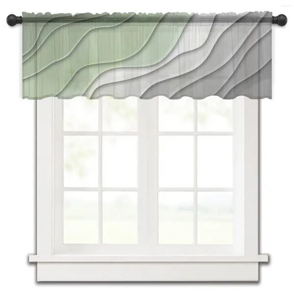 Cortina verde gris degradado cortinas de cocina tul transparente corto sala de estar decoración del hogar cortinas de gasa