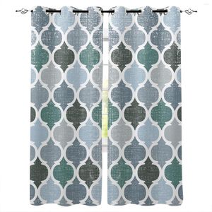 Rideau vert gris géométrique marocain rétro rideaux pour chambre salon luxe européen