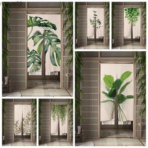 Rideau feuille verte porte rideau plante tropicale cloison japonaise rideau suspendu cuisine chambre entrée porte décor Noren Cortinas