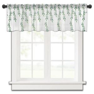 Rideau vert feuille plante Tulle cuisine petite fenêtre cantonnière pure courte chambre salon décor à la maison Voile rideaux