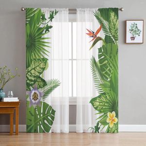 Rideau vert feuilles banane jungle tropicale plante transparente rideaux pour décoration de salon