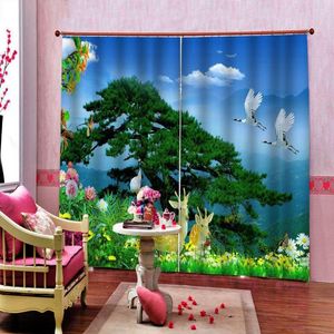 Rideau Vert Paysage Paysage Rideaux 3D Impression Blockout Polyester Po Rideaux Tissu Pour Chambre Blackout