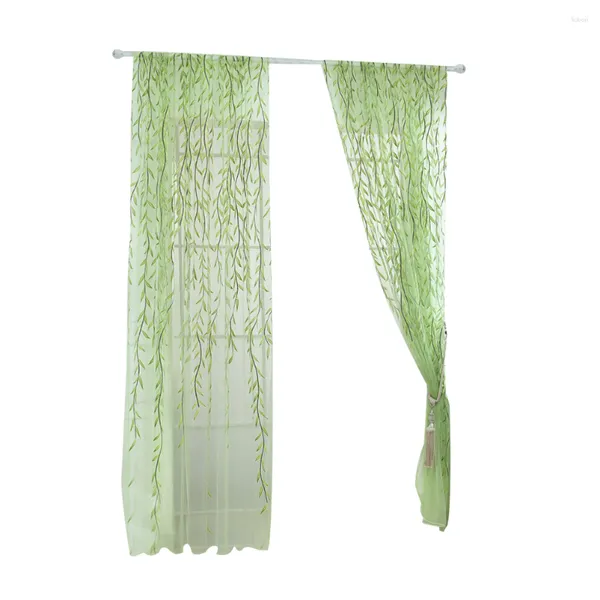 Cortina gris, cortinas transparentes de tul para ventana, barra de pantalla transparente, gasa de bolsillo con patrón de mimbre para dormitorio y sala de estar