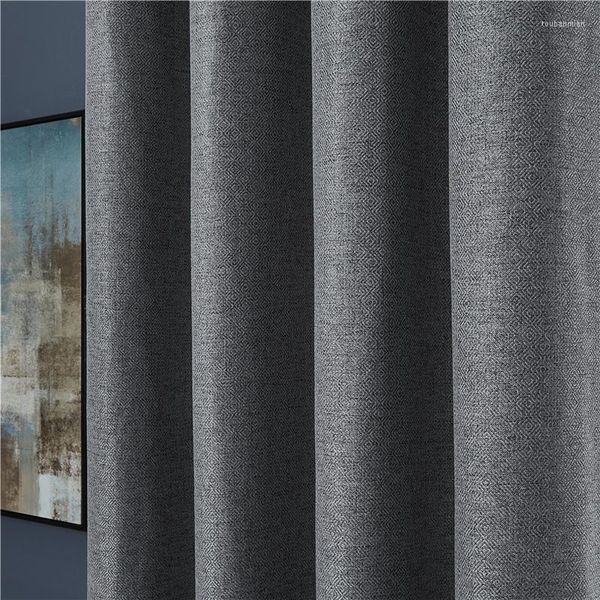 Cortinas opacas modernas grises para sala de estar, ventana, sombreado de lino, cortinas de cocina para dormitorio, hechas a medida, verde azulado