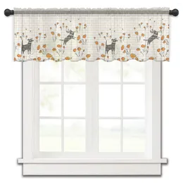 Rideau dessiné à la main chien fleur mer Texture petite fenêtre cantonnière pure courte chambre décor à la maison Voile rideaux