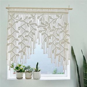 Rideau fait à la main macramé feuille motif cuisine bohême suspendu fenêtre porte gland tenture murale tapisserie chambre décoration