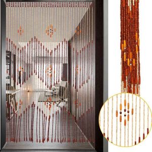 Cortina Divisor de la puerta de madera de bambú con cuentas hechas a mano Sala de estar dormitorio ola de cuerda Fengshui Decoración del hogar 230815