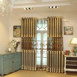 Rideau haut de gamme de luxe atmosphérique pour salon Style européen Curtaisn Villa chambre fini ombrage rideaux de broderie