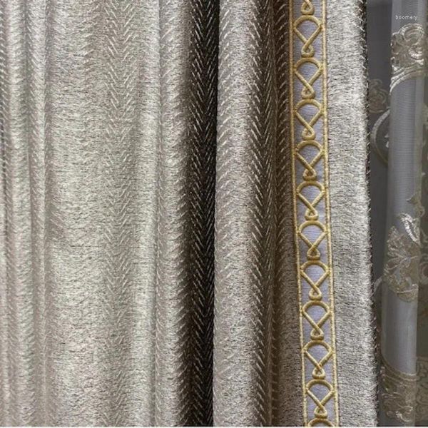 Cortina Diseños de alto grado Cortinas para el comedor vivo dormitorio de alta precisión gris oscuro minimalista nórdico sofá tela de cojín