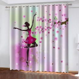 Gordijn Hoge kwaliteit Custom 3D Fabric Beautiful Po Fashion Customized Curtains Pink Girls