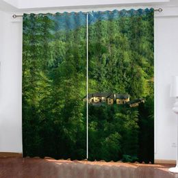 Rideau de haute qualité personnalisé 3d tissu vert paysage rideaux ensemble pour chambre salon bureau El