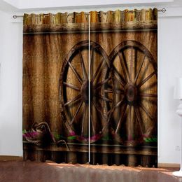 Gordijn Hoge kwaliteit Custom 3D Fabric Retro Bruine Curtains for Living Room Bedding Office