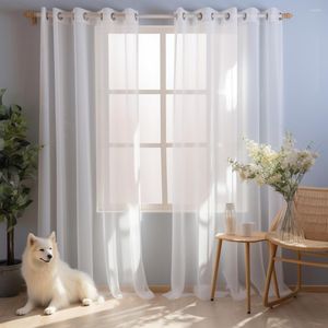 Rideau de haute qualité blanc Semi écrasé voilages pour salon fenêtre couleur unie longue Tulle chambre Voile fête rideaux