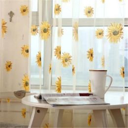 Cortina Decoración de la moda de la moda Paneles de ventana de girasol Drapes Cortinas Sheer Voile Tul 100 200 cm Tratamientos modernos