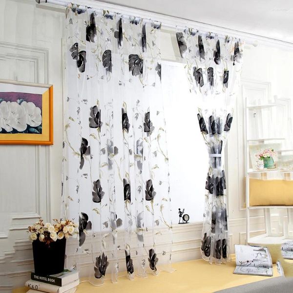 Rideau en tissu Tulle transparent brodé de fleurs 3D, Textile de maison, pour fenêtre de luxe, pour cuisine, chambre à coucher, salon