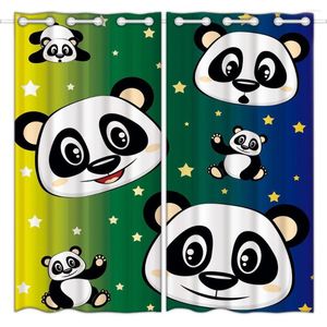 Gordijn hommomh blackout (2 panelen) bovenste knop gat cartoonster grappige schattige panda