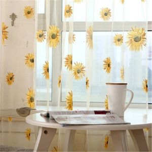 Rideau Ménage 1 PCS Tournesol Fenêtre Panneaux Rideaux Sheer Voile Tulle Home Room 100200cm 230619