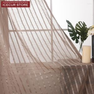 Gordijn Icecur Bruin/Wit/Cream All- Stripe Sheer Modern Curtains for Living Room Tule slaapkamer keuken raam voile