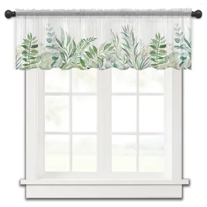 Rideau Ins plante de jardin feuille d'eucalyptus, petite cantonnière de fenêtre pure courte chambre à coucher, draperies en Voile de décoration de maison