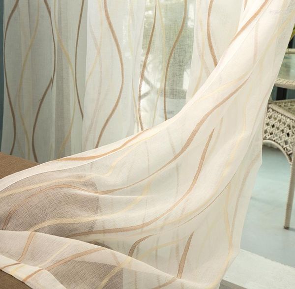Couleur d'or de style moderne transparent de jacquard de rideau pour la fenêtre de finition de salon