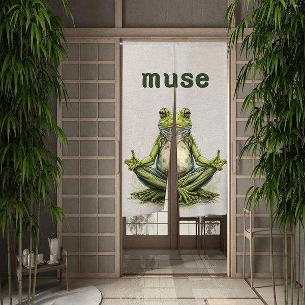 Cortina de la puerta japonesa rana animales de dibujos cortinas de la sala de estar de cocina noren colgando mitad