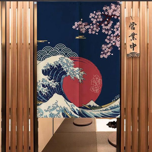 Rideau japonais porte fendue Noren pour salon cuisine suspendu entrée maison cloison décorative avec tige