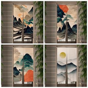 Rideau japonais montagne encre peinture porte salle à manger décor lin drapé cuisine entrée suspendu demi-rideau