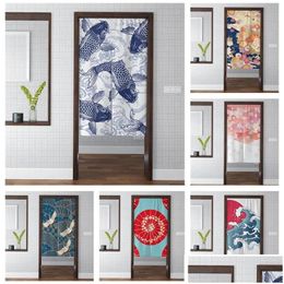 Cortina Japonesa Noren Flor Pájaro Carpa Puerta Te Llevará Buena Suerte Decoración del Hogar Dormitorio Cocina Corto P Colorf Artístico Entrega Gota Gar Dhouj