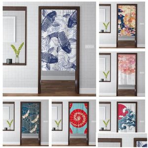 Cortina Japonesa Noren Flor Pájaro Carpa Puerta Te Llevará Buena Suerte Decoración del Hogar Dormitorio Cocina Corto P Colorf Artístico Entrega Gota Gar Dhouj