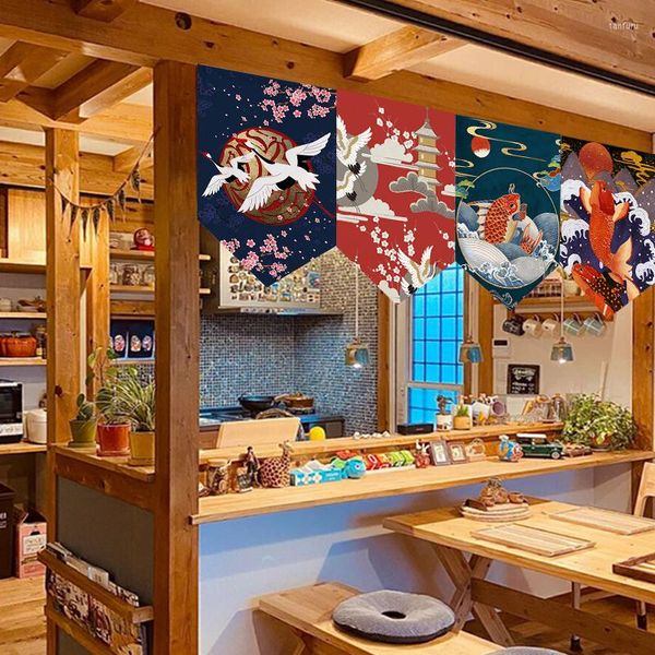 Rideau Japonais Court Noren Fanion Demi Rideaux Cuisine Sushi Restaurant Triangle Drapeau Partition Porte Suspendue