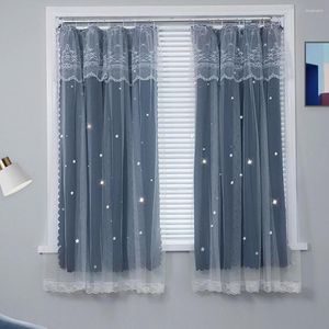 Rideau JBTP Rideaux Pour Salon Enfants Filles Chambre Décoration Type D'anneau Sans Poinçon Gaze Évider Étoiles Plein Parasol