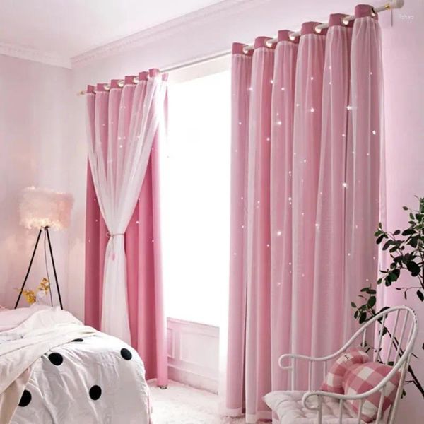 Rideau jbtp nordic ins Blackout Star rideaux de couleur romantique fille gamin chambre fenêtre drapes creux décoration intérieure