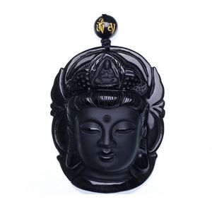 Gordijn Sieraden Obsidiaan Scrub Hanger Zwart Guanyin Head Hangers Overgezonden Boeddha Hoofd S18101308