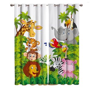 Gordijn Jungle Dieren Cartoon Giraffe Lion Kinderen Gordijnen woonkamer slaapkamer huisdecoratie raambehandeling gordijnen