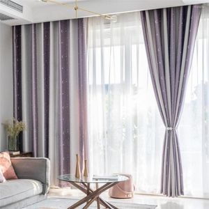 Gordijn Kids Black -out raamgordijnen voor slaapkamer Blue Purple Stitching Jacquard Star Kitchen Drapes Living Room