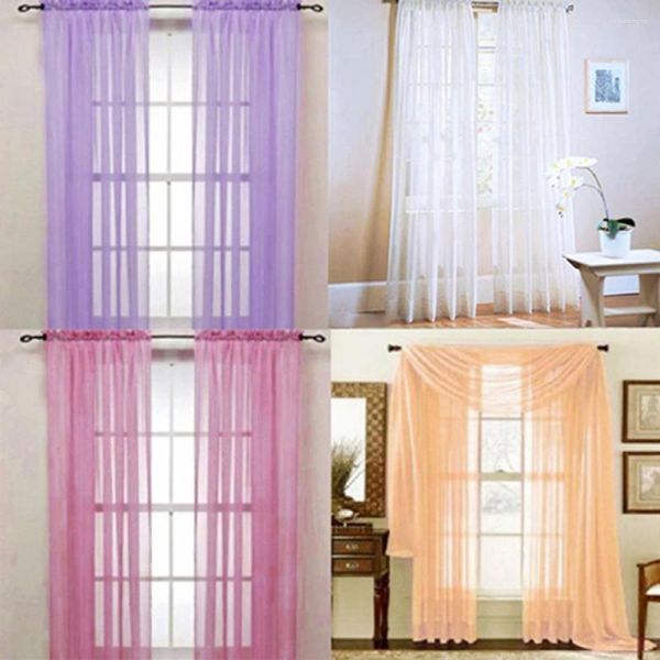 Rideaux en Tulle pour enfants, fil de verre pour salon, cantonnière de fenêtre transparente, panneau de drapé de couleur Pure, décoration de chambre à coucher, de mariage à domicile