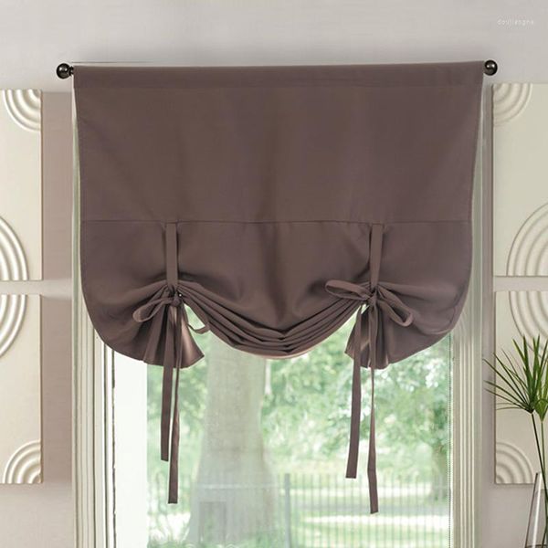 Cortina cocina cortinas cortas estilo europeo Retro ventana de Color sólido persianas romanas sin perforar decoración de la habitación del hogar