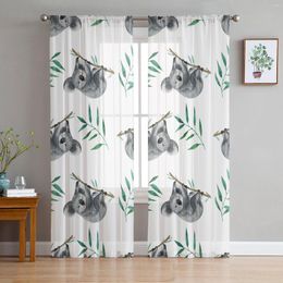 Cortina de hojas de koala lindos niños sala de estar de tul cortinas de tul tratamiento para ventana decoración del hogar