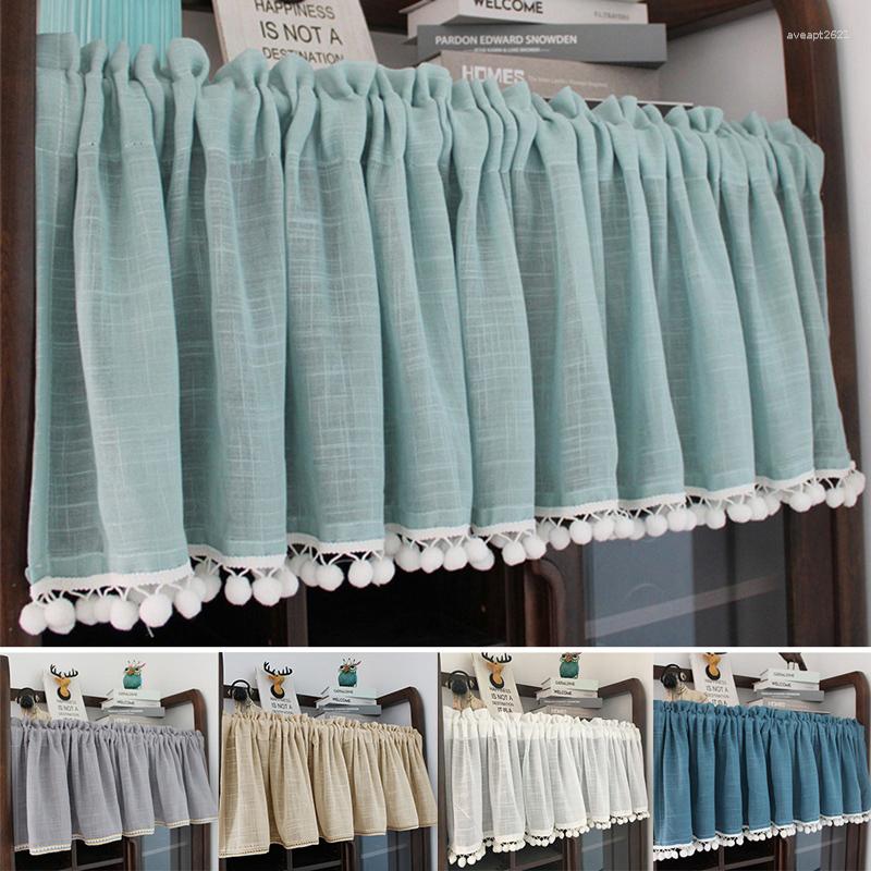 Curtain Korean Tulle Half For Kitchen Sheer Voile Window Valance Cafe Short Cabinet Door Decorative Drapes Cortinas