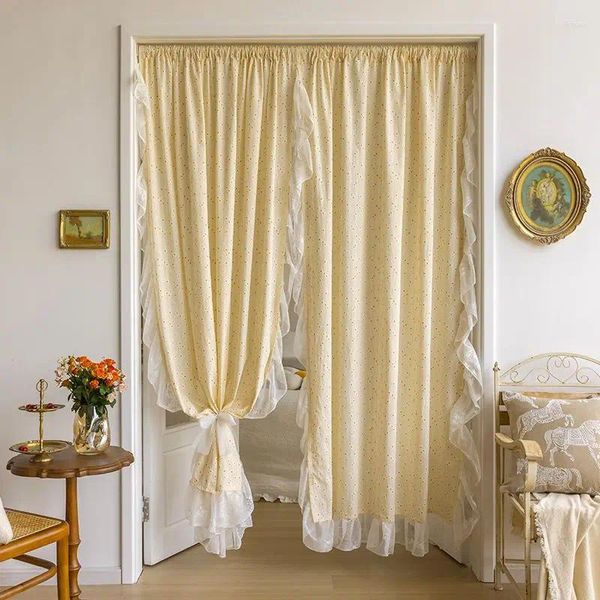 Cortinas de encaje y ruffón cortinas frenches con la puerta corta