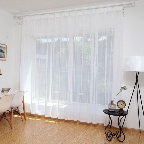 Cortina LBER 2 uds Super suave gran sensación de mano cortinas de tul blanco para decoración de sala de estar velo moderno gasa sólido gasa transparente