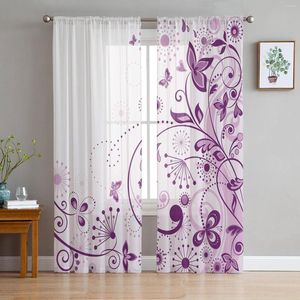 Gordijnbladen Bloem Purple Butterfly Woonkamer Trapes Gordijnen voor slaapkamer Home Kitchen El Tule Textiel Window Treatment