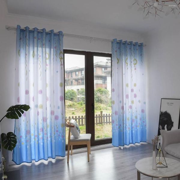 Cortina de hojas de tul transparente, cortina de gasa para ventana, 1 Panel, cortinas portátiles de tela